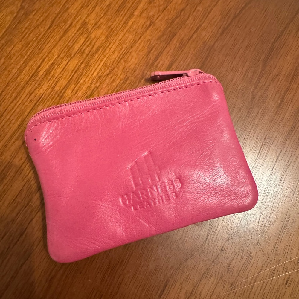 Harness Leather Pink Zipper Coin Pouch
